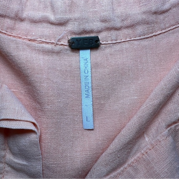 YFB Young Fabulous Broke Button Down Shirt Dress Peach / Light Orange Large - Picture 7 of 11